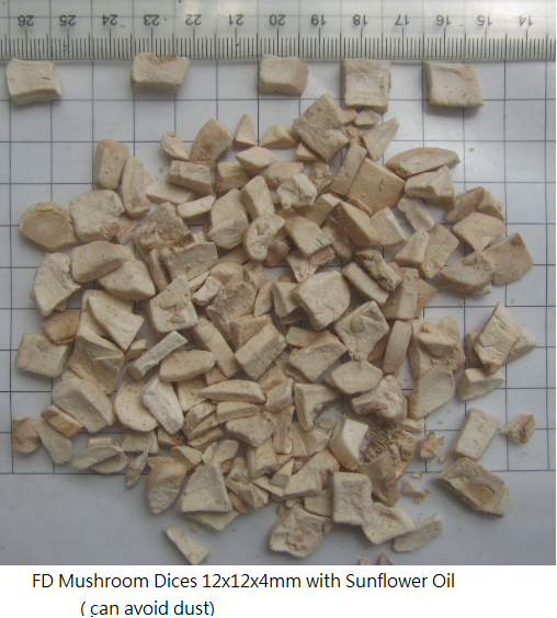 Mushroom dice 12x12x4mm w/2% sunflower oil